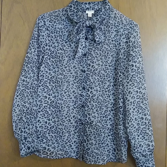 Semi Sheer Bow Tie Blouse by DYNAMTIE - Picture 1 of 10